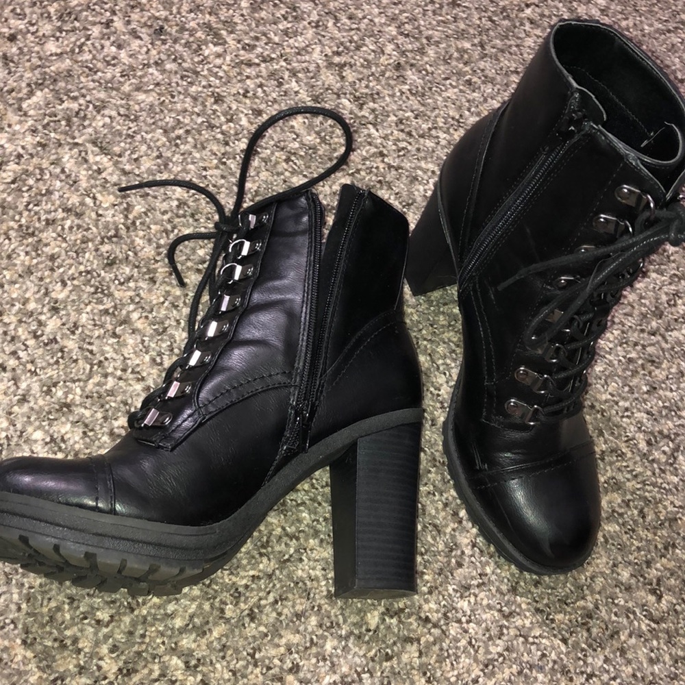 Black Heel Combat Boots